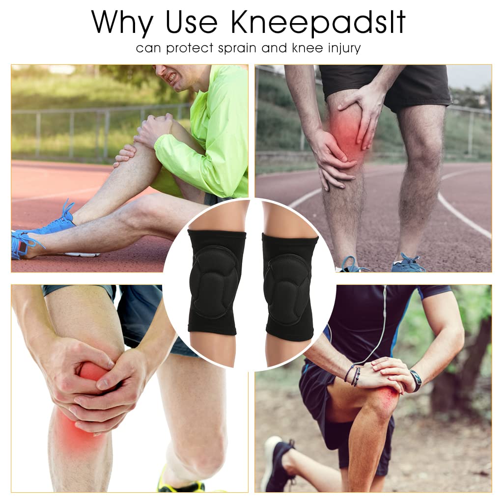 ZIBUYU® Knee Cap for Men and Women Thickened Anti-Collision Cushion Brace for Knee Pain Pad Knee Support Pain Relief Products Knee Guard Knee Pads for Running, Walking, Gym, Free Size (Black) - 1 Pair