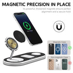 HASTHIP® 3 in 1 Charging Station, 15W Folding Wireless Charger, Faster Mag-Safe Charger Stand, for 16/15/14/Pro Plus, Watch iwacth, AirPods and Galaxy Series