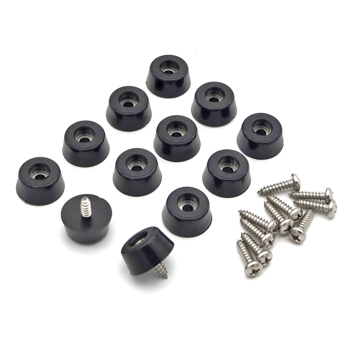 HASTHIP® 20Pcs Transparent Rubber Cutting Board Feet Pads, Clear Round Non-Slip Bumpers with Screws, Rubber Feet Pads for Furniture, Electronics, Cabinets, 0.47" x 1.06" (H x D) - Black