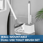 HASTHIP Toilet Brush Kit for Bathroom Cleaning with 3 Piece Set and 360° Deep Scrub | Plunger and Storage Rack