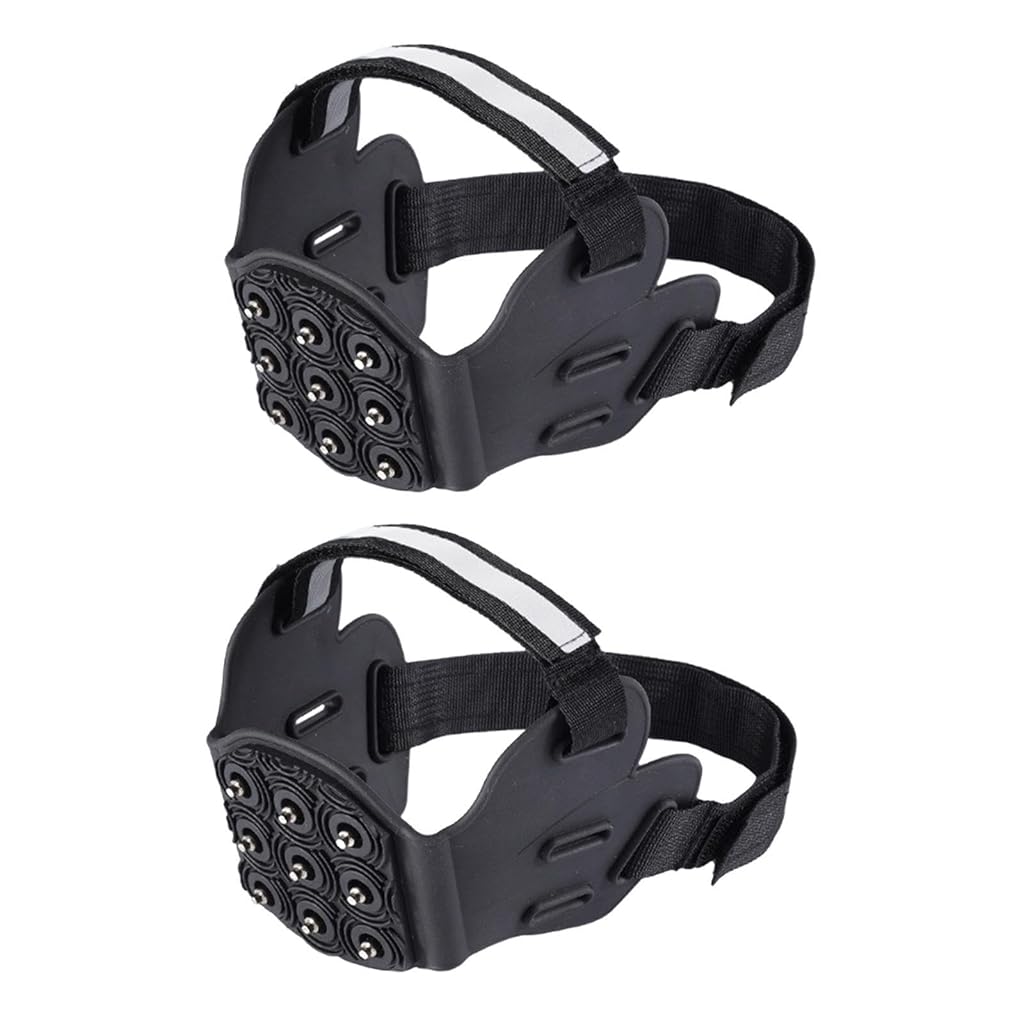 HASTHIP® 2 Piezas Crampones Antideslizantes con 9 Puntas de Acero,Cleats de Tracción para Caminar en Hielo,Escalada Senderismo y Equipo Invierno