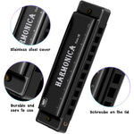 HASTHIP Harmonica for Beginners featuring 10 Hole 20 Tone C Key with Titanium Copper Core | Black