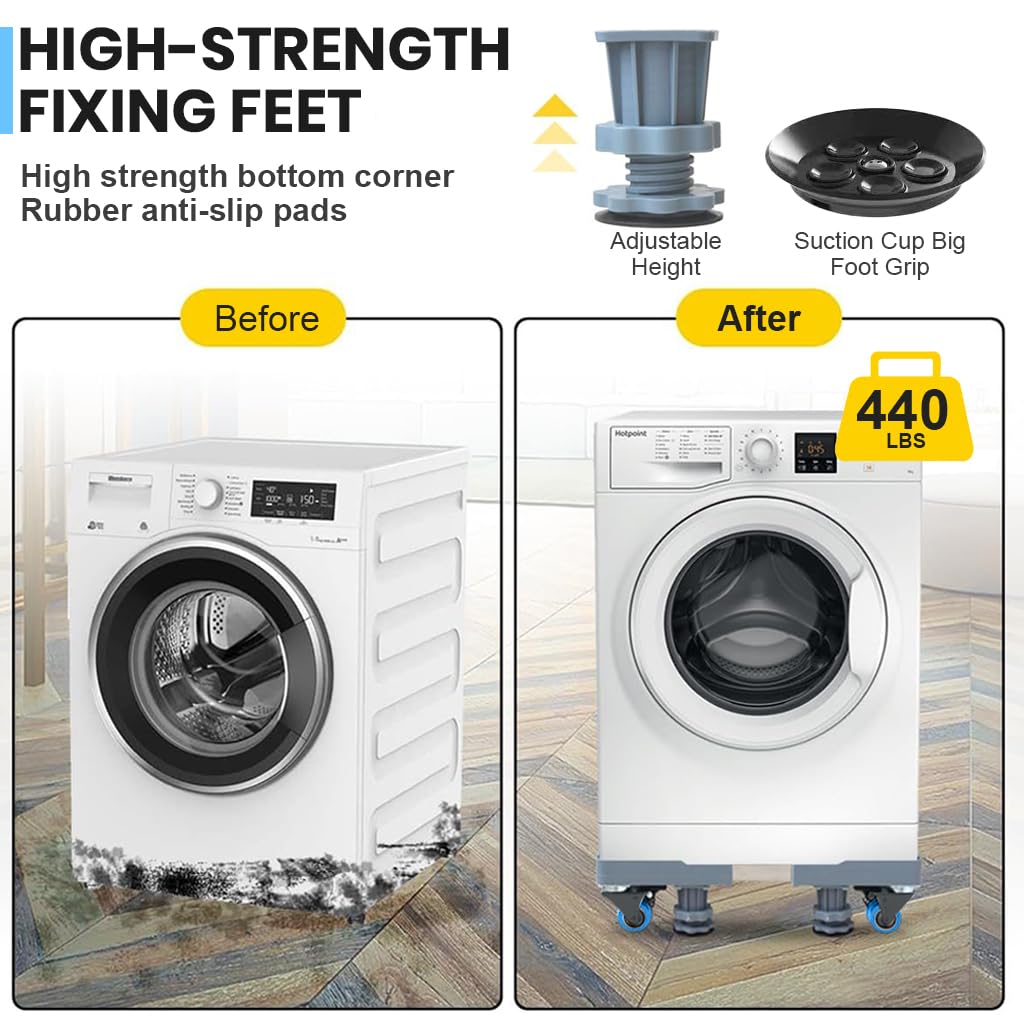 HASTHIP® Stand for Washing Machine Universal 16-25 inches 4-Wheel Extendable Moving