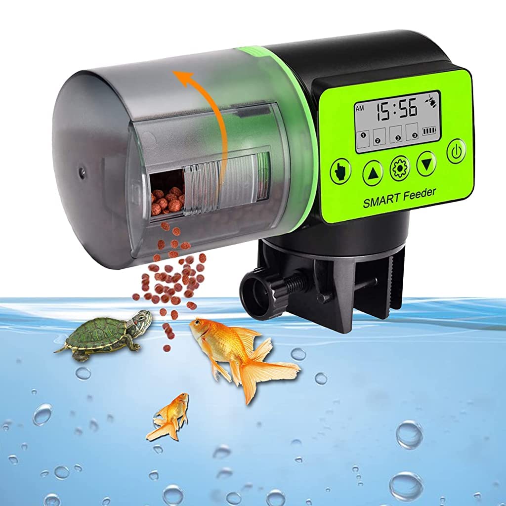 HASTHIP® Alimentador Automático de Peces 200ML con Temporizador,Dispensador de Comida para Peces a Prueba Humedad,Dos Métodos Instalación Compatible con Acuario o Tortugas USB y