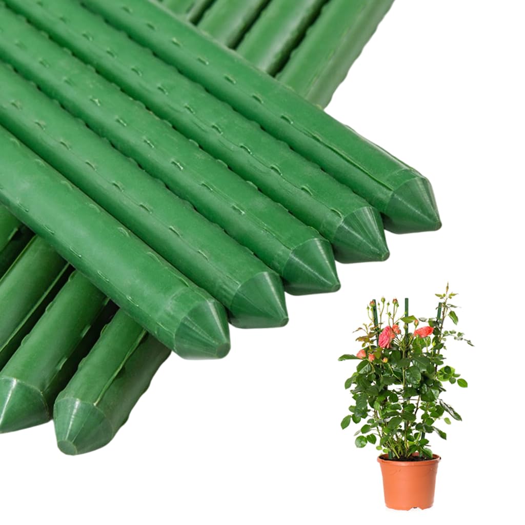 HASTHIP Plant Support Stakes for Climbing Plants featuring 120cm x 8mm Steel Core | Green Rust‑Resistant Rods