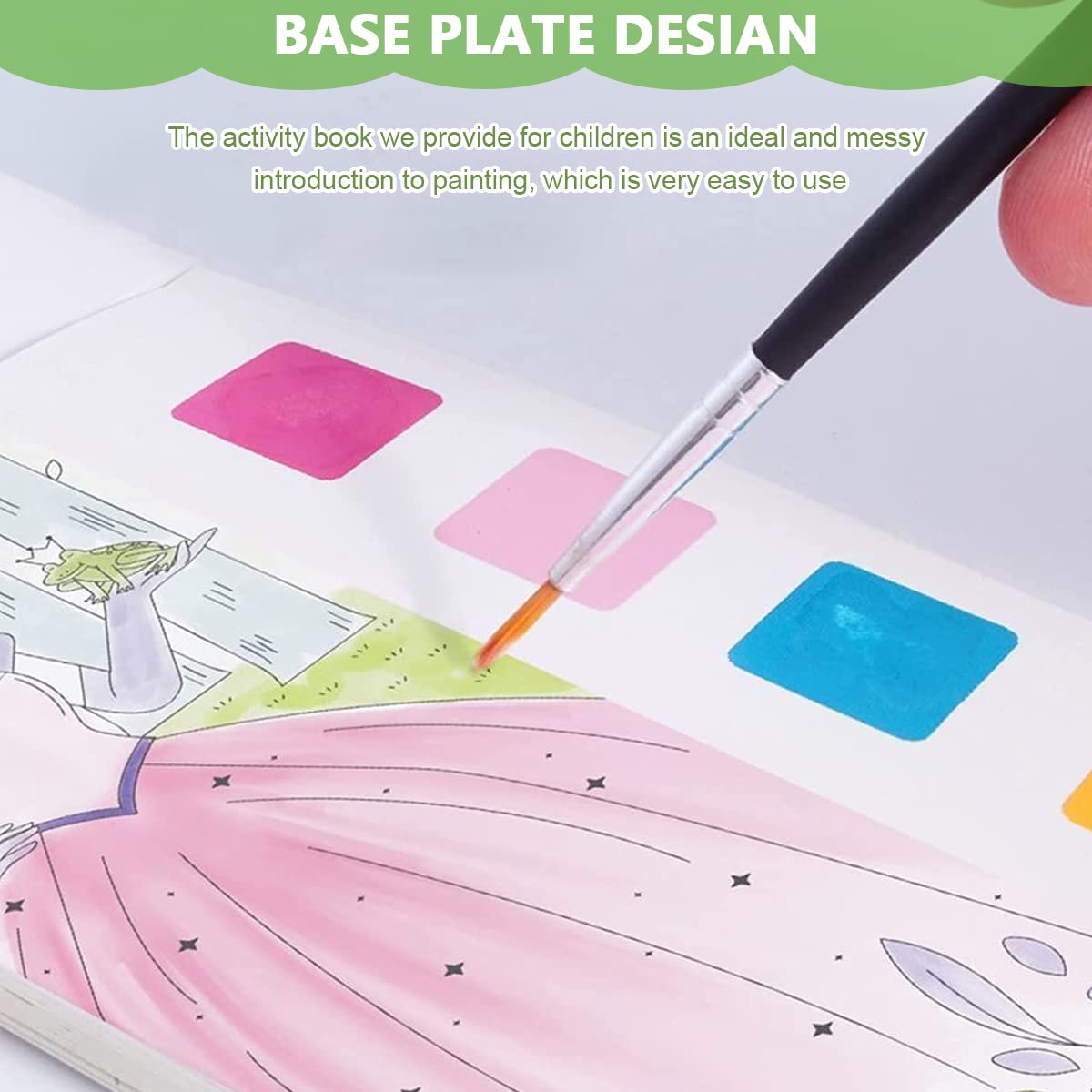 HASTHIP Magic Water Book for Kids with 20 Sheet Painting Pages and 1 Paint Brush | Creative Gift for Ages 3+