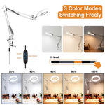 HASTHIP Desk Magnifying Glass for Crafting and Electronics Repair with 5X Lens featuring USB LED Light and Flexible Metal Arm | Screw Fix Mount