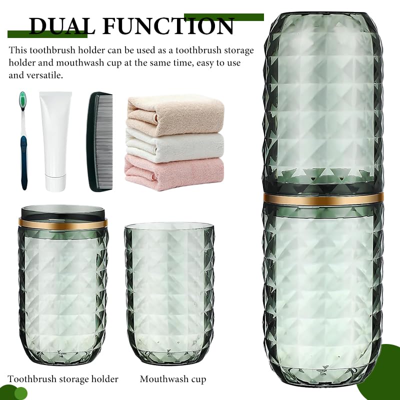 HASTHIP Toothbrush Travel Case 1PC for Bathroom and Camping featuring Duplex Cup | PP Holder Cup with Cover for Hygienic Storage