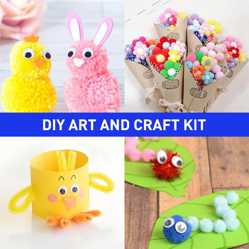 HASTHIP Art and Crafts Supplies Kit for Kids DIY Projects with Colorful Buttons and Googly Eyes | Ideal for Educational and Creative Activities