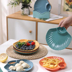 HASTHIP Snack Serving Trays for Party with 8pcs Organizer Holder featuring Seashell Shape | Food Grade PP Plates with Sauce Compartment