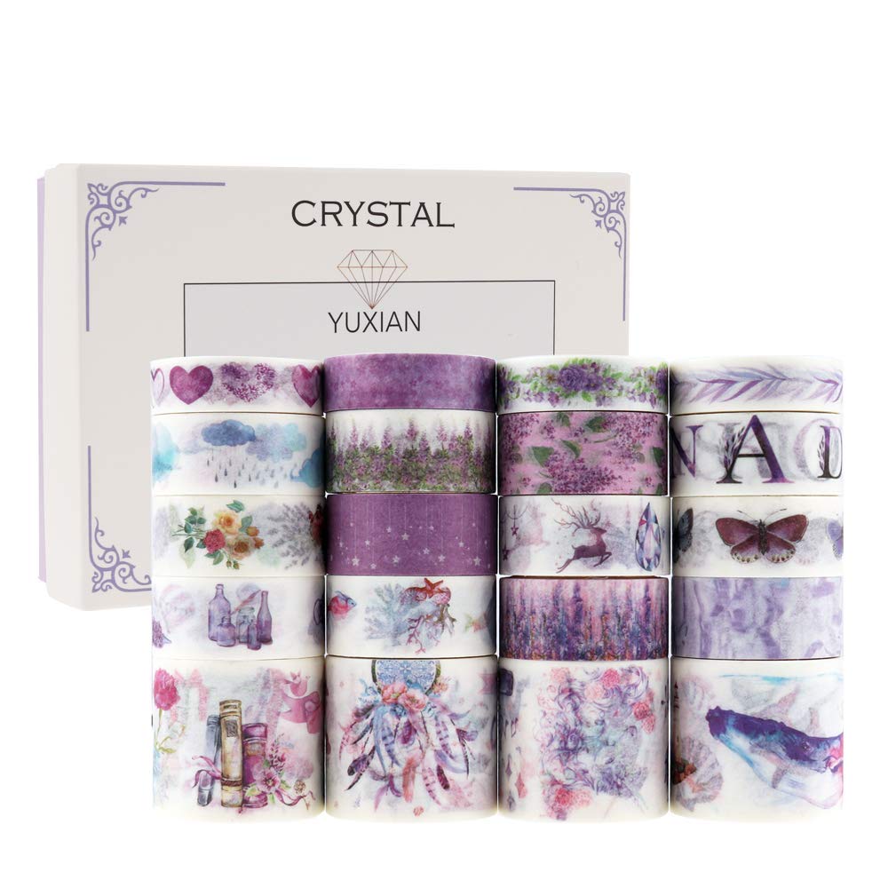 HASTHIP 20 Rolls Washi Tape Set, Vinatge Masking Tape with 3 Sizes 10/15/30mm Wide, Bullet Journal, Planners, Scrapbooking (c4)