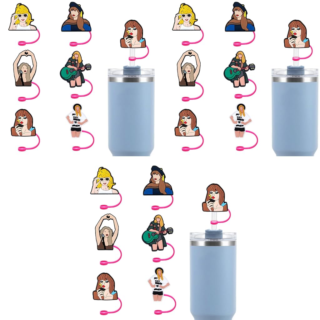 HASTHIP Stanley Straw Cover 18PCS for 30 40 Oz Cups with 10 mm Fit and Food Grade Silicone | Cute Gifts for Fans
