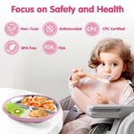 HASTHIP Steel Plates for Kids featuring 3 Compartments and Silicone Suction Base | 9 in Rustproof Stainless Toddler Dish