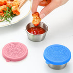 HASTHIP Salad Dressing Containers to Go 4pcs 40ml Stainless Steel Cups for Lunch & Travel