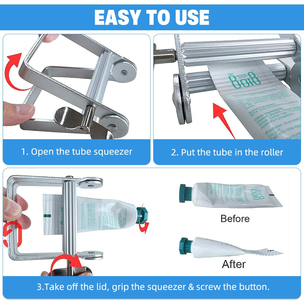 HASTHIP Metal Tube Toothpaste Squeezer for Hair Dye and Creams featuring Roller Mechanism