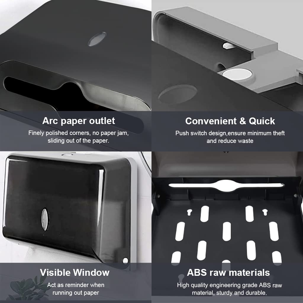 HASTHIP Tissue Holder for Bathroom with Transparent Window and Dual Install Options | 27×20.5×10 cm ABS Wall-Mounted Dispenser for Home or Hotel
