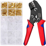HASTHIP Wire Terminals Crimping Tool Kit with 600PCS Spade Connectors for AWG22-16 featuring Self-Adjusting Ratcheting Pliers | Alloy Steel Construction