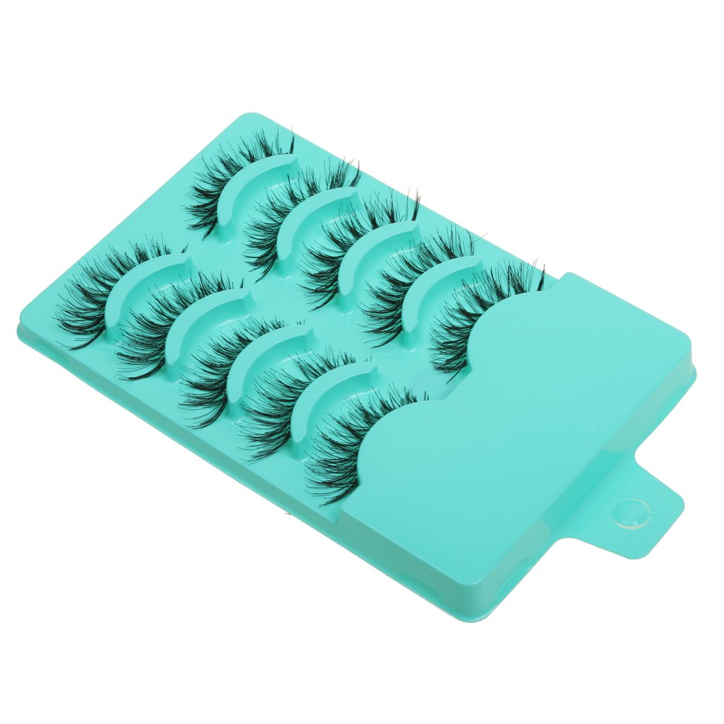 Supvox 5 Pairs Beauty Makeup Handmade Messy Cross Style False Eyelashes Green