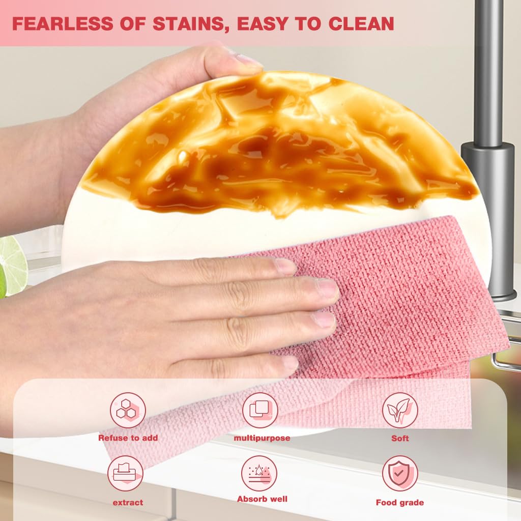 HASTHIP Wash Cloth for Kitchen and Home Cleaning with Pull-Out Design | 20 Pack 20x20cm Microfiber