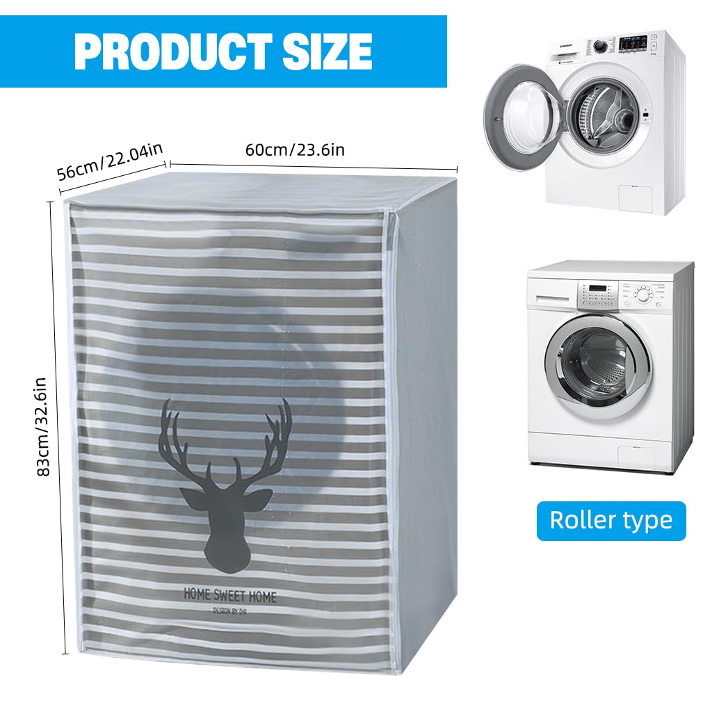 HASTHIP Washing Machine Dust Cover for Front Load Washer with Zipper Front | 56x60x83cm Waterproof PEVA