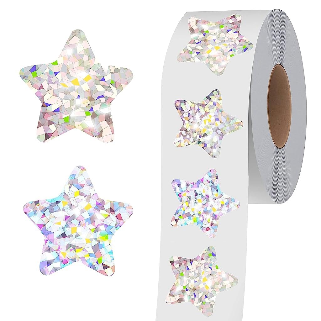 HASTHIP Paper Star Stickers for Reward Charts with Holographic Glitter 500 pcs | Kids Crafts