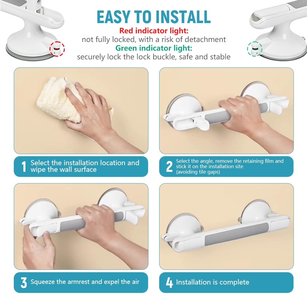 HANNEA 13-Inch Suction Grab Bar