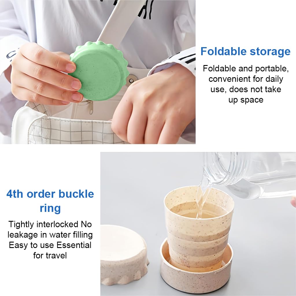 HASTHIP Collapsible Cup for Travel with Lid and Lanyard | 3 Pack Silicone Reusable Cups