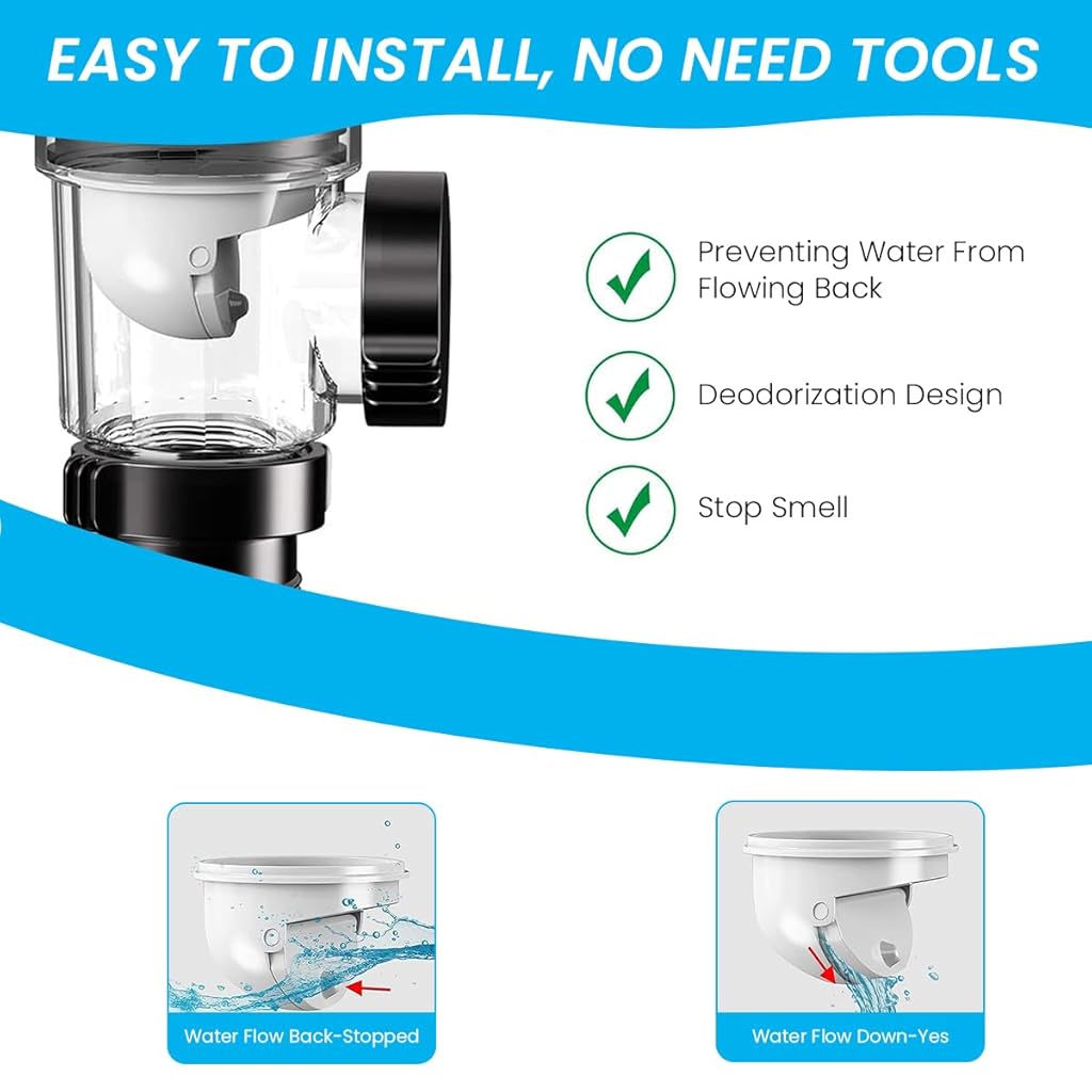 HASTHIP® Sink Drain Kit with Flexible Expandable P-Trap Pipe Tube Anti-Odor Bathroom 3 in 1 Plumbing Fits for 3-4.5 cm Hole Kitchen Sewer 3PCS