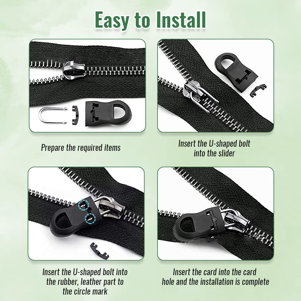 HASTHIP Zipper Pull Replacement Kit for Bags and Jackets featuring 40PCS with 3 Styles | Tool-Free Clip Design