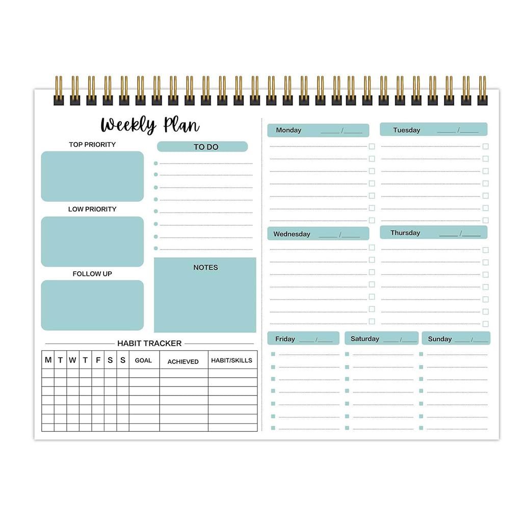 HASTHIP® 8.5" x 11" Weekly Planner Notepad 52 Week Undated Planning Pad with Habit Tracker, To-Do Lists & Goal Organizer Pink Productivity Journal for Men, Women, Office, School & Home Use(Blue)