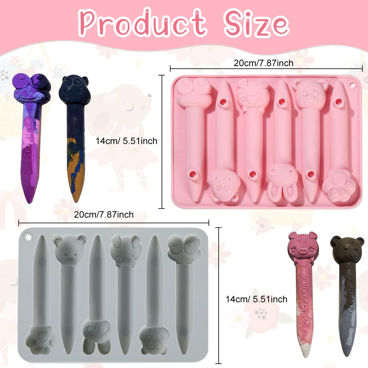 HASTHIP Crayon Mold for DIY Crafts with Six Cavity 3D Design in Flexible Silicone | Kids Art