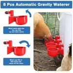 HASTHIP Chicken Feeder Kit for Poultry with 4 Ports and Automatic Waterer Cups | Food Grade DIY System
