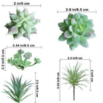 11Pcs Artificial Succulent Plants, Faux Succulent in Flocked Green in Different Type Different Size, Mini Artificial Plants Desk Decor, Computer Desktop Decoration