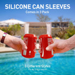 HASTHIP Beverage Can Sleeves 6PCS 335ml with Anti Slip Zip Top Wraps | Elastic Silicone Fit