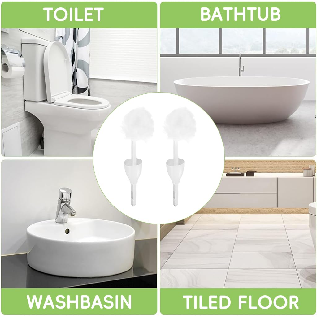 HASTHIP Toilet Brush Set for Bathroom Cleaning with Attached Sanitary Cone | 2 Pack 14 in White