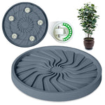 HASTHIP Plant Pot Stand for Indoor & Outdoor Use with 360° Wheels and Spiral Ridged Tray | 37 cm Grey PP Caddy