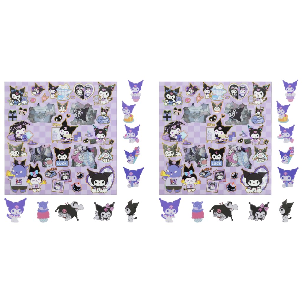 HASTHIP Kuromi Sticker Gift Set 200 pcs for DIY Decor featuring Cute Assorted Designs | Kawaii Gifts for Kids and Sanrio Fans