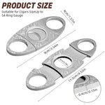 HASTHIP Cigar Cutter with Double Stainless Steel Blades and PU Pouch | Silver Etched Design