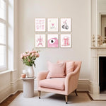 HASTHIP® Pink Aesthetic Wall Art Set of 6 – Trendy Preppy Room Decor for Girls, Cute Bow, Disco Ball & Cherry Posters – Chic Dorm and Bedroom Wall Prints (8x10 Unframed)