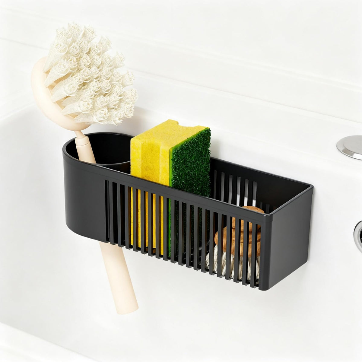 HASTHIP Kitchen Drain Basket for Sink Organization with Ventilated Compartments 7.9x2.9x2.8 in