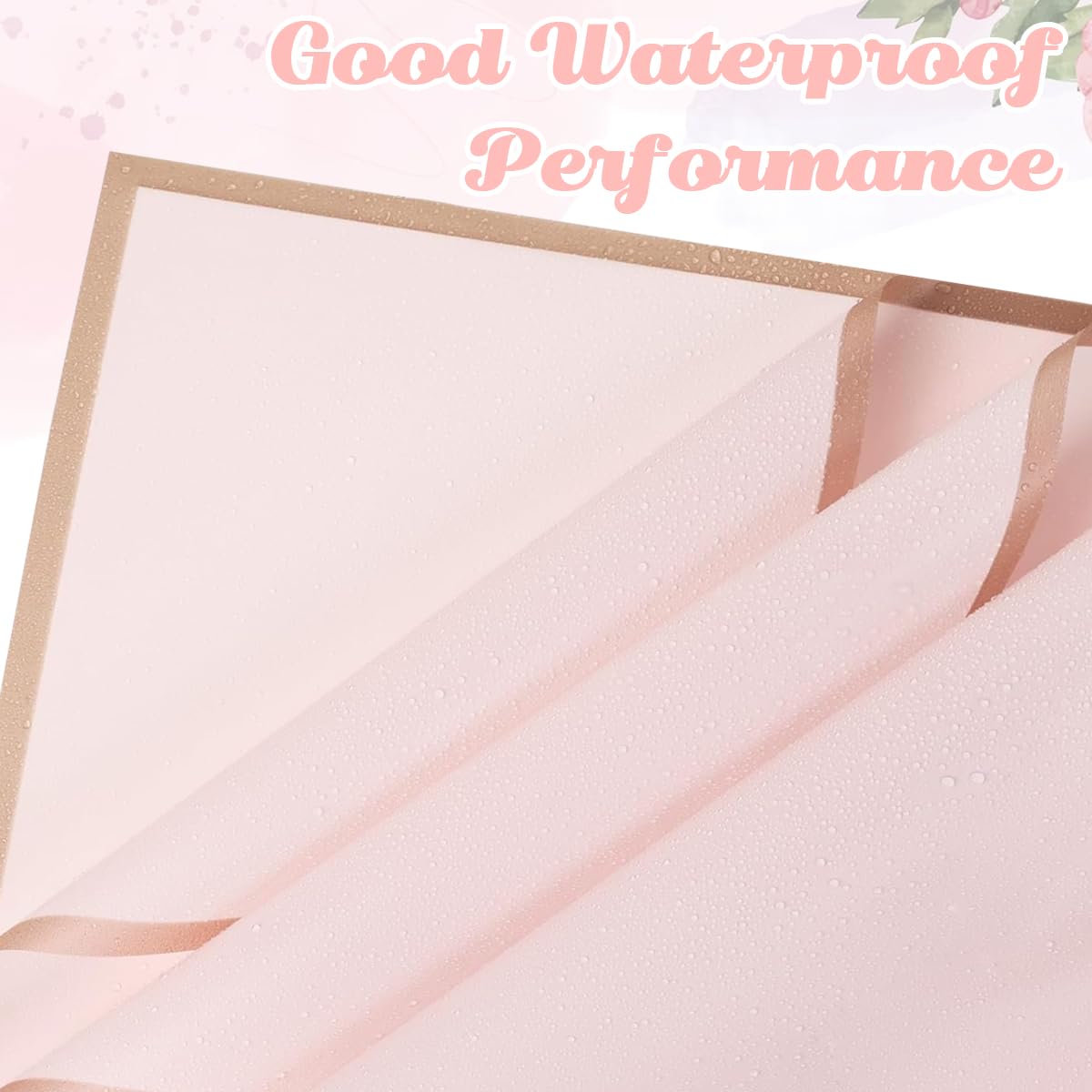HASTHIP Gift Wrapping Paper Sheets for Floral Bouquets with Glossy Finish and Gold Border | 20 Sheets Waterproof Black 58x58cm