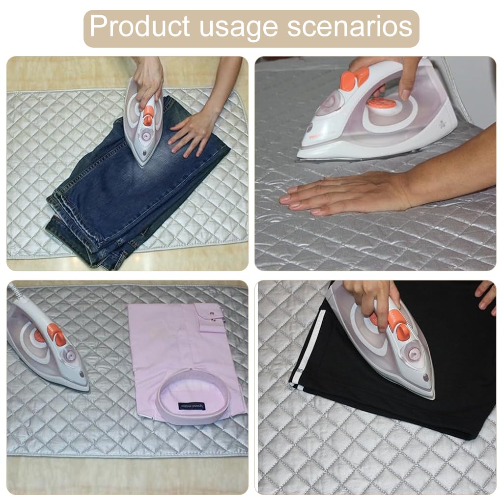 HASTHIP Ironing Blanket for Tabletop Use with 18.8x33.5 in Foldable Design | Heat Resistant Cotton Mat