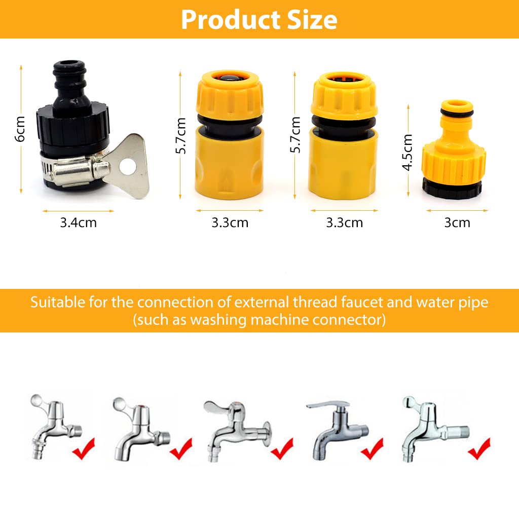 HASTHIP Hose Quick Connectors for Garden Watering with Waterstop Feature | 3Pcs ABS Set