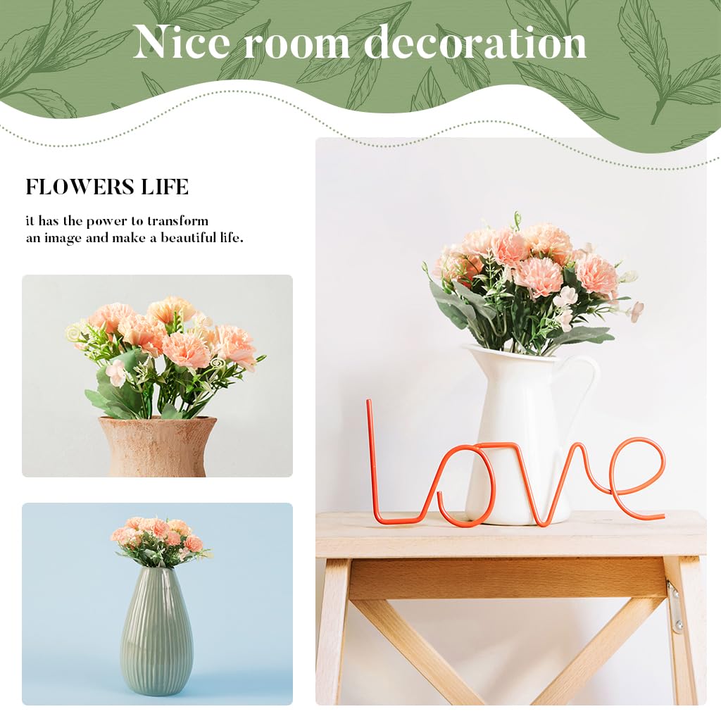 2Pcs Carnation Artificial Flowers for Vase Decoration Home Decor Items Plastic Flowers Decoration Fake Flowers for Home, Living Room, Festival, Party, Wedding Decor, DIY, No Vase or Basket