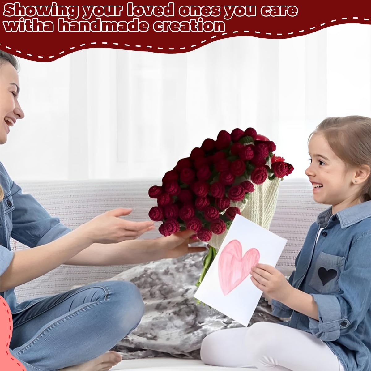 HASTHIP Flower Bouquet Blanket for All Seasons with 3D Crochet Floral Design | 80cm Soft Knitted Throw