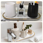 HASTHIP Vanity Tray for Bathroom Countertops with Raised Edges featuring 31.8x14.8cm Ceramic Marble Pattern | Elegant Organizer for Jewelry and Makeup