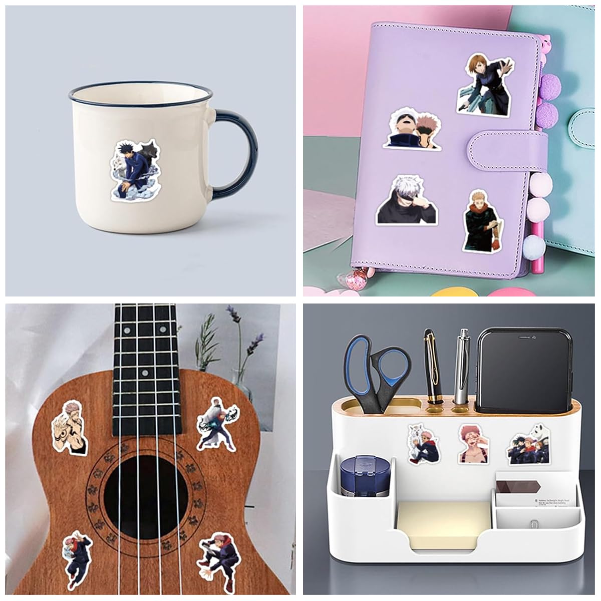 HASTHIP Anime Stickers Pack for Laptop and Phone featuring 110 pcs Waterproof Vinyl | Demon Slayer and Jujutsu Kaisen Designs