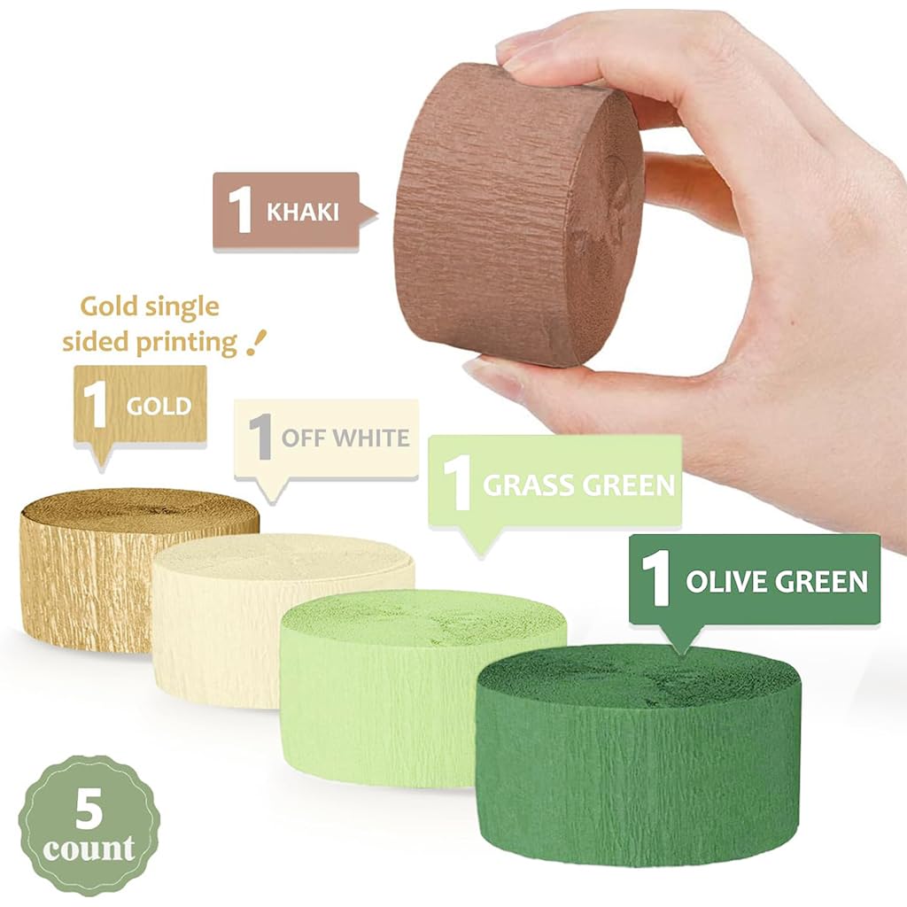 HASTHIP Paper Streamers for Birthday and Party Decorations featuring Crinkle Design | 5 Rolls 1.7×984 in Multicolor Ribbons