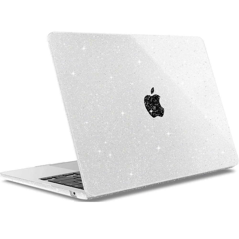 HASTHIP Laptop Cover for MacBook Air 13.6 inch with Clear Glitter Hard Shell | Anti Scratch Protection