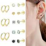 HASTHIP® Pendientes Hipoalergénicos de Espalda Plana para Mujeres 20G Acero Quirúrgico Inoxidable Sensibles Orejas Aros y Studs Pequeños para Piercing Cartílago Apilables